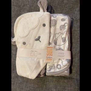 Baby Animals Hooded Bath Towels-Gray & White